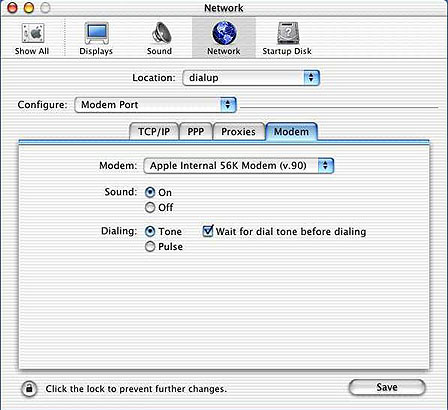 System Preferences - Modem